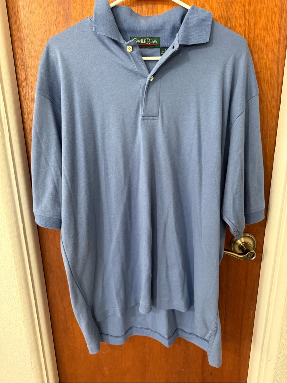 Savile Row Men's Polo Shirt Size XL Blue 100% Cotton Short Sleeve Casual Solid